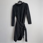 Badgley Mischka Charcoal Faux Wrap Dress Size 6 EXCELLENT Retail $495 Photo 5