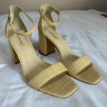 J. McLaughlin "Esme" Tan Raffia Block Heel Sandals Size 11 Classic Wedding Guest Photo 0