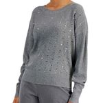 Alfani  Sequin Crewneck Sweater Grey Women’s Size Large Photo 0