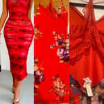 Steps NY women's STATEMENT red mesh floral cutout bodycon Midi dress size L Size L Photo 2