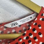 ZARA  Floral Tiered Midi Maxi Dress Size M Red Long Sleeve Cottage Peasant Boho Photo 8