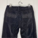 Pure Color Black Velvet Pants Boot Cut Flare Embroidered Size 29 Photo 3
