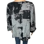 Habitat Clothes to Live In abstract print linen blouse Small BlackGrey Lagenlook Photo 2