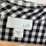 J Jill Black White Checkered Button Down Long Sleeve Shirt Women M Collar Casual Size M Photo 4