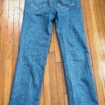 Paige Sarah Straight Ankle in Magda Distressed Blue high rise button fly Jean 24 Photo 10