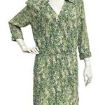 CAbi Leaf Print Faux Wrap Dress Womens Medium V-neck Collared Botanical Tropical Photo 0