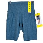 Kirkland Signature Kirkland Bike Shorts Womens S Blue High Rise Pockets Athleisure Activewear Gym Photo 3