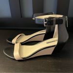 BCBGeneration BCBG Black Cream Low Wedge Ankle Strap Buckle Women’s Size 9 Photo 6