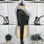 Edikted Megan Mesh Structured Corset Crop Top Long Sleeve Sheer Lined Black sz M Photo 4