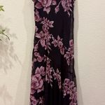 Connected Apparel Black with Rose Floral Asymmetric Stretchable Midi Dress M Photo 7