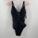 Becca  Swimsuit Size Large One Piece Black Crochet NWT Plunge V-Neck Color Play Photo 15