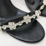 Christian Cowan Embellished Rhinestone Flower Black Designer Heels Size 7.5 Photo 5