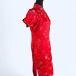 Red floral silk vintage traditional Chinese Qipao dress Size Large Photo 3
