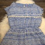 Francesca's  Blue White Aztec Pom Pom Romper Photo 2