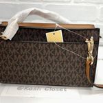 Michael Kors Brown Acorn Valerie Medium Logo Crossbody Clutch Purse Photo 4