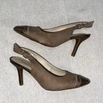 Dressbarn | Nanette Taupe Pointed Toe Slingback Heels | Size 7.5 Tan Photo 1
