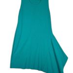 J. Peterman Asymmetrical Hem Midi Dress Size Medium Teal Lagenlook Sleeveless Green Photo 1