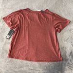 Democracy  Women’s Short Puff Sleeve Crewneck Crochet Cutout Knit Top, L Photo 5