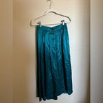 Vintage Satin Pleated Midi Skirt in Teal Blue Green Sz‎ 2 Photo 4