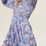 A.L.C. NWT  Behati Dress Pleated Long Sleeve Cocktail Asymmetric Blue/Red Multi 6 Photo 3