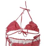 Good American Gingham Bikini Set Red White Check Halter High Waist Womans 4XL Photo 2