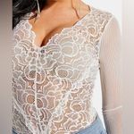 Guess Sariyah Sheer Lace & Mesh Bodysuit in Ivory size Medium - EXCELLENT shape! Photo 4