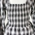 Pleione Black White Gingham Sweetheart Smocked Peplum Crop Top Extra Small Photo 7
