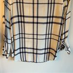 Bajee Collection  White & Navy Blue Plaid Soft Casual Button Down | M Photo 8