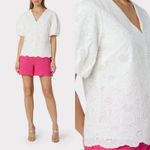 Milly  Tournesol Eyelet Top Small‎ Blouse Career Business Modest Internship Photo 1