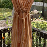 Caution to the Wind  Orange Striped Maxi Dress Photo 0
