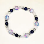 Handmade Cotton Candy 8mm Crackle Glass Beaded Bracelet 6.5-inch Photo 0