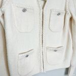 J. Crew Odette Sweater Lady Jacket with Jewel Buttons Crochet Trim Beige Size S Photo 4