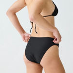 J.Crew  Black Ribbed High-Rise Cheeky Bikini Bottom NWT Size Small Photo 0