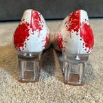 Reindee Lusion White Red Splatter Transparent Block Mid Heel RoundToe Size 5 NEW Photo 5