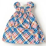 Pink Ripple Plaid Dress Puff Sleeve Square Neck Cottagecore Midi Sundress M $67 Size M Photo 0