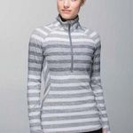 Lululemon Race Your Pace Gray Striped 1/2 Zip Pullover Photo 0