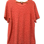 Catherines Womens Textured Sequin Top Orange Crinkle Knit Glam Shimmer Mature Photo 0