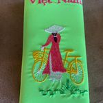 Viet Nam green silk check book wallet Photo 4