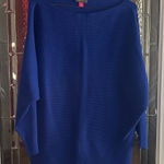 Vince Camuto  Sweater Womens Sz M Blue Ribbed Crew Neck Boxy Oversized Photo 0