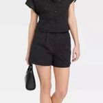 A New Day A New Day Women's High-Rise Pleated Eyelet Cotton Short Black Size 16 Cottage Photo 8