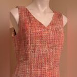 Talbots  Pink Orange White Multi-Color Tweed V Neck Fully Lined Midi Dress Sz 8 Photo 3
