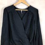 Free People  Black Faux-Wrap Top NEW XS Photo 7