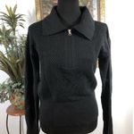 Women Small Cardigan Sweater Long Sleeve Pullover Black Knit Fishnets Y2K Boho Photo 1