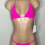 Good American New. pink embossed bikini. Small. Photo 0