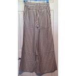 Chaser  Women's Striped Tan White Blue Wide Leg Pull-on Belted Pants Size S‎ Photo 1