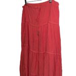 Pink Lily Coral Tiered Maxi Skirt Drawstring Waist Boho Festival Women's L Photo 1
