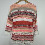LaSeine Women’s M 3/4 Sleeve Open Knit‎ Sweater Boho Multicolor Pink Cream Size M Photo 1