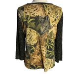 Metallic Safari Print Silk Blend Sweater L Black Loose Knit Sleeve Zebra Leopard Size L Photo 3