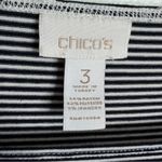 Chico's Chico’s Black White Stripe Long Sleeve Top Square Neckline XL Chico’s 3 Stretch Photo 2