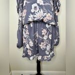 Xhilaration NTM: Off the Shoulder Gray Pink & White Floral Shorts Romper Size XL Photo 3